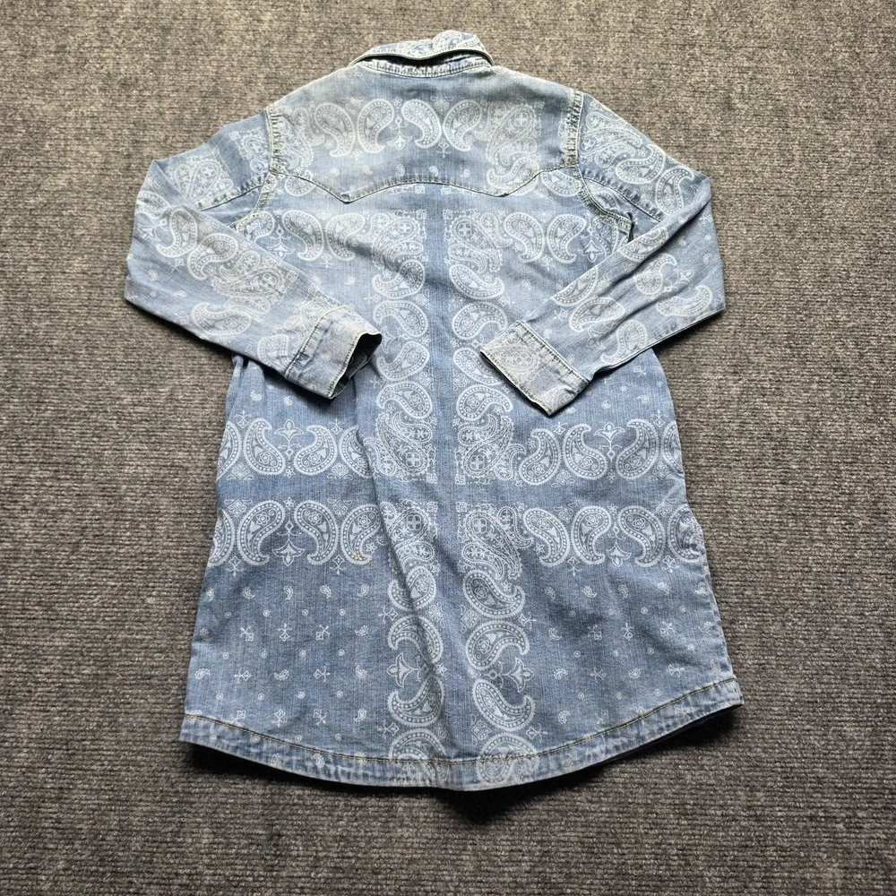 Gymboree Girls Size 8 Denim Shirt Dress Western Paisley Snap Front Light Wash